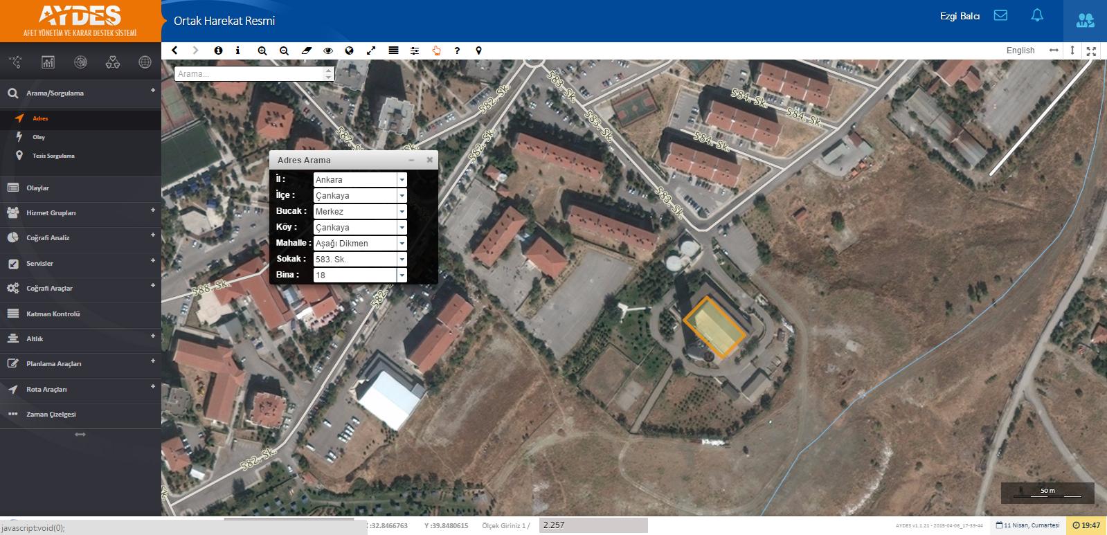 ORTAK HAREKÂT RESMİ WEB UYGULAMASI 3. ARAMA/SORGULAMA 3.1 Adres Arama Resim 26: Arama/Sorgulama Menüsü Uygulamada coğrafi veriler üzerinden adres araması yapabilmeyi sağlar.