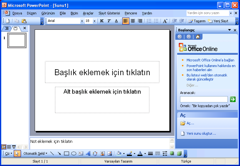 POWER POINT SUNU PROGRAMI Power Point bir Sunu (Slayt) programıdır. MS-Office uygulamasıdır ve Office CD sinden yüklenir.