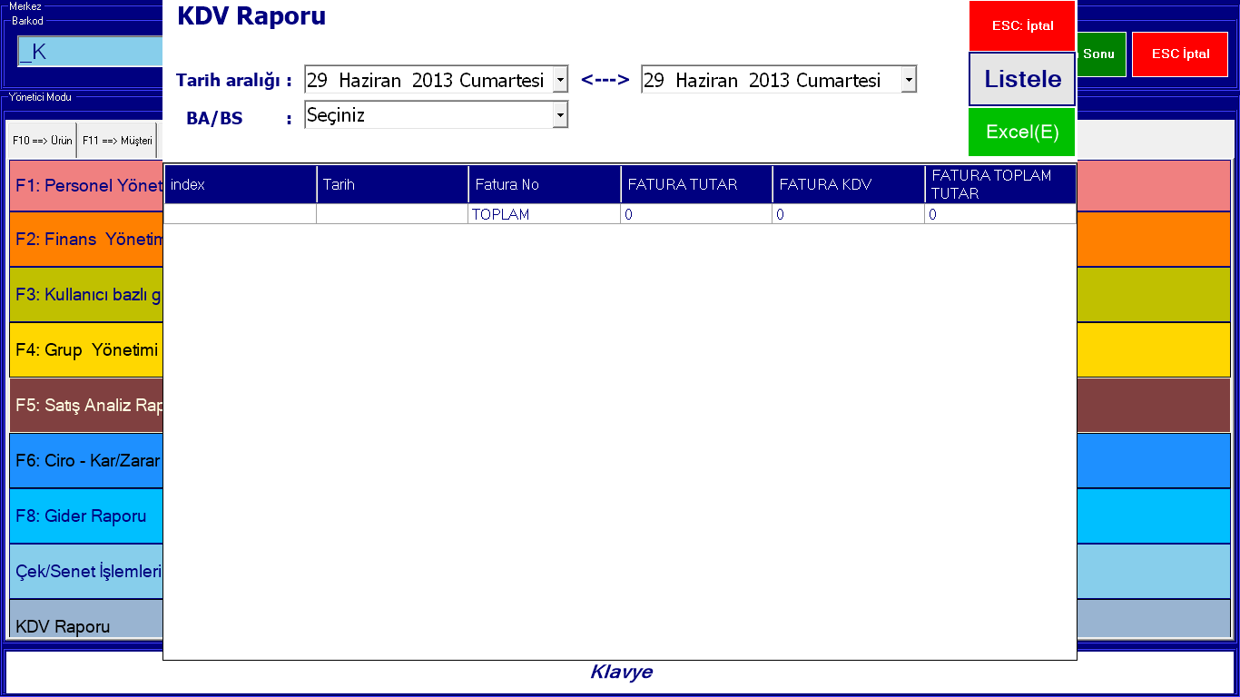 20 4.4.9 KDV Raporları 20 Serkom