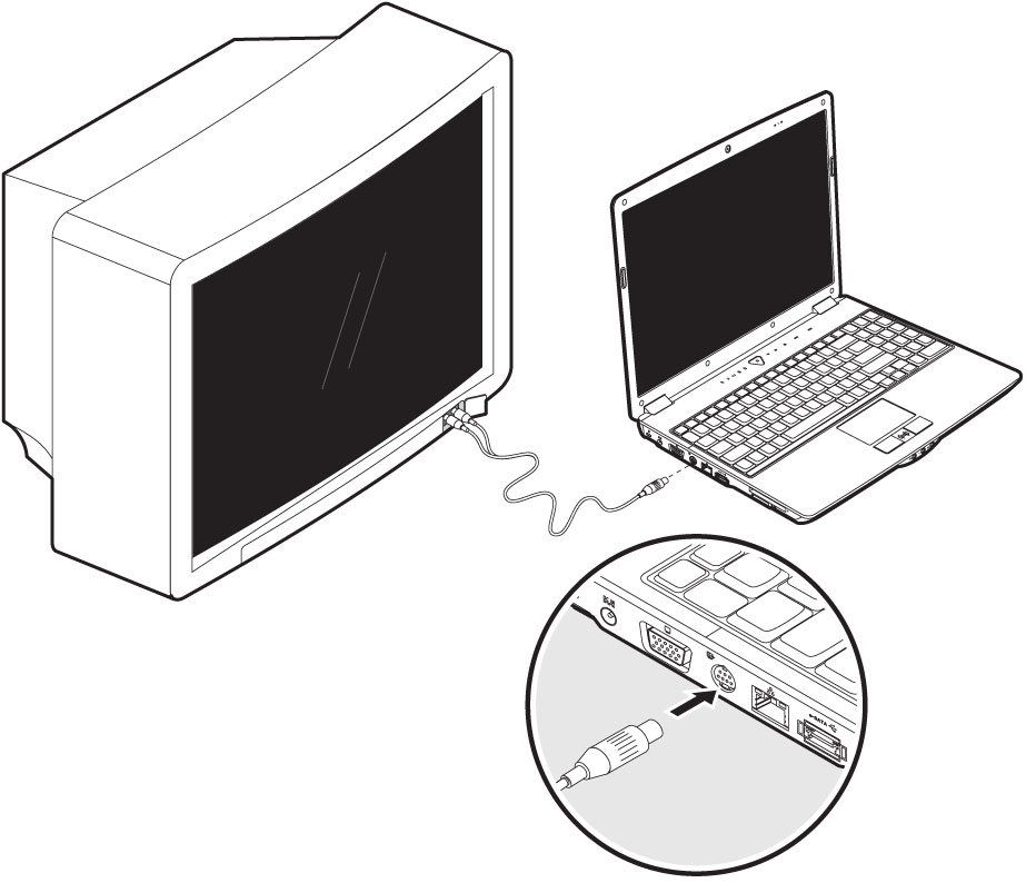 Televizyona Bağlanması Dizüstü bilgisayarınızın, görüntüsünü televizyon ekranına aktarabileceği bir Video Çıkışı (19) bulunmaktadır.