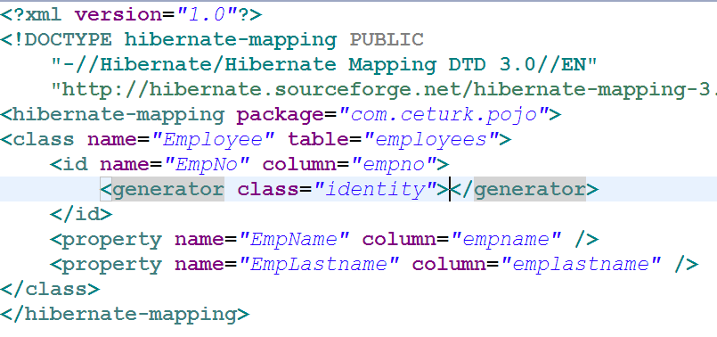 XML Mapping Employee.