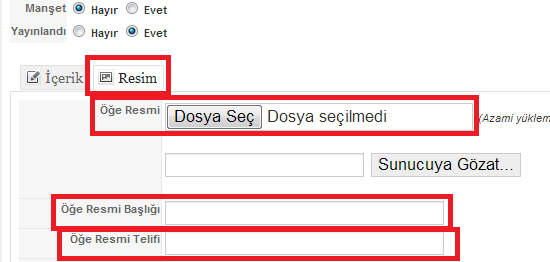 Resim sekmesine tıklayınız 2. Öğe resmi yanındaki Dosya Seç butonuna tıklayınız ve bilgisayarınızdan yüklemek istediğiniz resmi seçiniz 3.