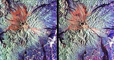 Prof. Dr. Yusuf TATAR Şekil 40- Filipinler, Pinatubo Yanardağı, stereoradar görüntüsünün bir bölümü. Uzay Mekiği 1994 (sol) ve 1995 (sağ) kaydı (visibleearth.nasa.gov). 7.