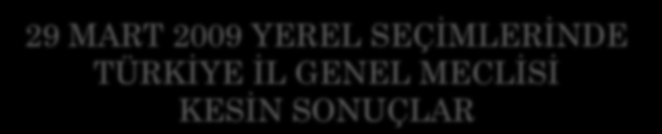 29 MART 2009 YEREL SEÇĠMLERĠNDE TÜRKĠYE ĠL