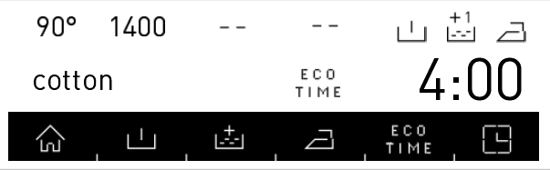 Eğer seçtiğiniz programı Eco Time saatleri arasında çalıştırmak istemiyorsanız. tuşuna tekrar dokununuz. Ekranda ekonomik zaman iptal edildi yazısı çıkacaktır. EC TIME 8 kg.6 6 kg.