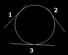 20 Tan Tan Radius Command: c CIRCLE Specify center point for circle or [3P/2P/Ttr (tan tan radius)]: t Specify point on object for first tangent of circle:1 Specify point on object for second tangent