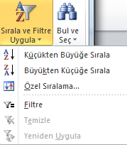 Sıralama Yapmak Excel de sıralama işlemi sayı, metin, tarih veya frmül içeren bütün hücrelere uygulanabilir.