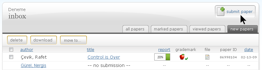 ÖDEV YÜKLEMEK Ödev adına tıkladıktan sonra Submit Paper düğmesi