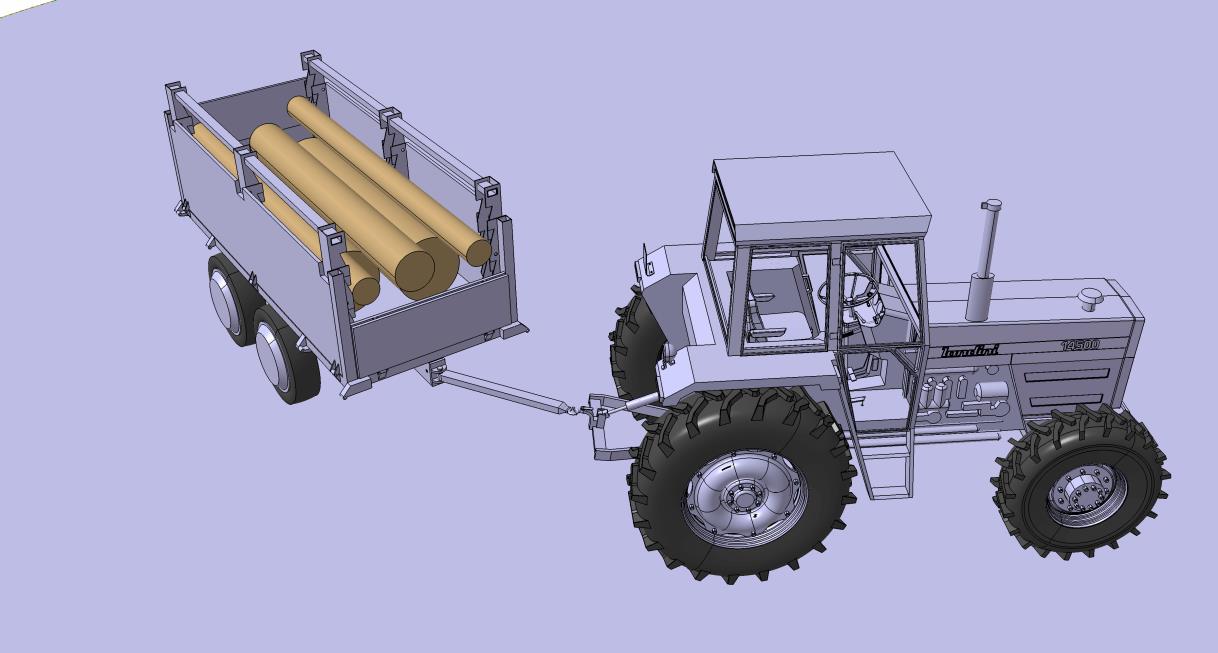 Şekil 2. Traktör römork tasarımı yükleme boşaltma sistemi ve boyutları Şekil 3.
