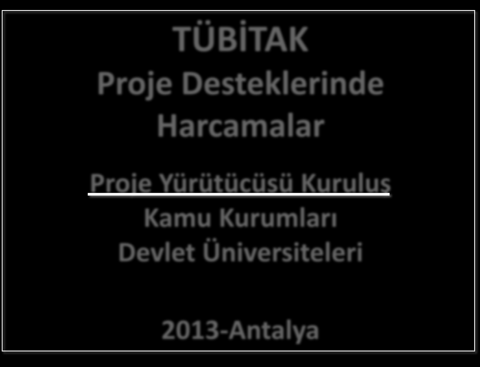 TÜBİTAK Proje Desteklerinde Harcamalar Proje Yürütücüsü