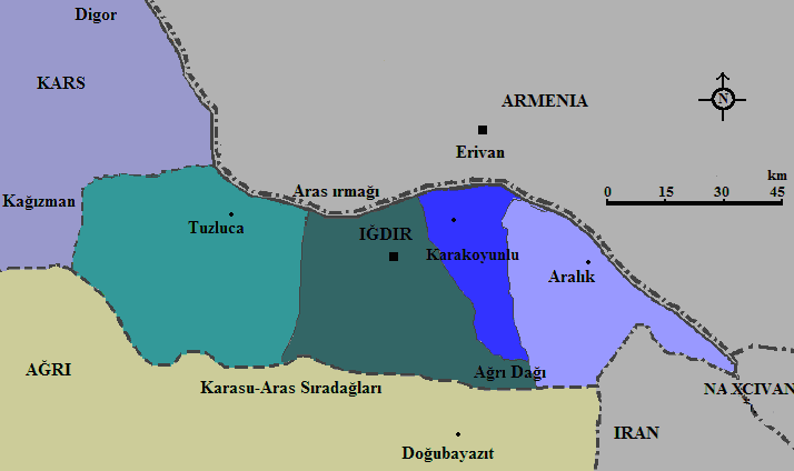 103 Figure 1: Map of the studied area (Iğdır) The studied villages are grouped by their geographic properties and presented in List 1.