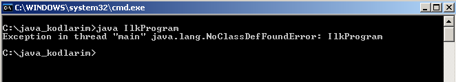 JAVA Derleme ve Calistirma Oluşan IlkProgram.class dosyası package ifadesi ile belirtilen klasör yapısında olmalıdır.