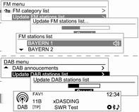 108 Bilgi ve Eğlence Sistemi DAB menüsü DAB anonsları (sadece A tipi için) DAB menüsünden, TUNE kadranını çevirin ve DAB anonsları listesine girin ve MENU tuşuna basın. DAB anons listesi görüntülenir.