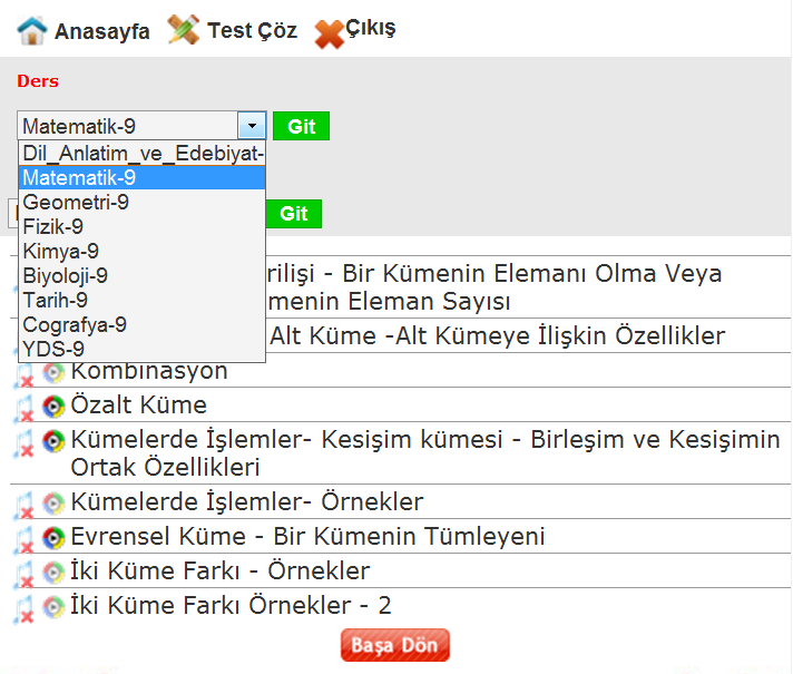 Türkiye nin İlk ve Tek Mobile Eğitim Programı TOPICS Chose the lessons and the units you