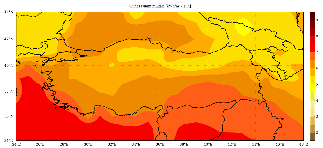 EK 3.4. Nisan-günlük güneş enerjisi miktarının aylık ortalama değeri EK 3.5.