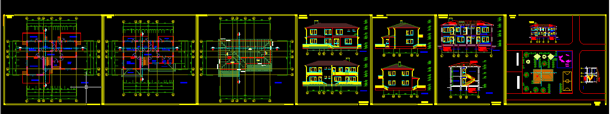 3-Kesitler Tatbikat projesi 2-Görünüşler 1-Kat planları 4-Mahal listesi 5-Detaylar Kat Planları; Yapının değişik olan bütün katlarının; bodrum, zemin, asma kat, normal ve çatı katı planları ayrı ayrı