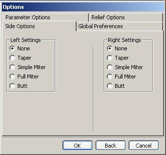 INSET FLANGE (Options- Side Options) Seçim konumuna göre sol ve sağ olmak üzere iki yön belirlenir.