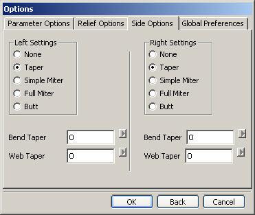 INSET FLANGE (Options- Side Options) Taper: Kenarlara belirtilen açı değerleri ile eğim vermek için kullanılır.