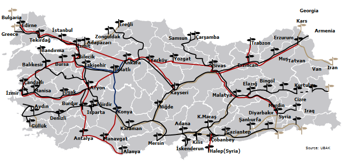 2011 YÜKSEK HIZLI TREN AĞI YENİ PROJELER China-Pakistan-IranTurkey Railway Project Marmaray Tunnel Bakü-Tiflis-Kars High Speed Lines to be constructed by 2023 Existing High Speed Lines Conventional