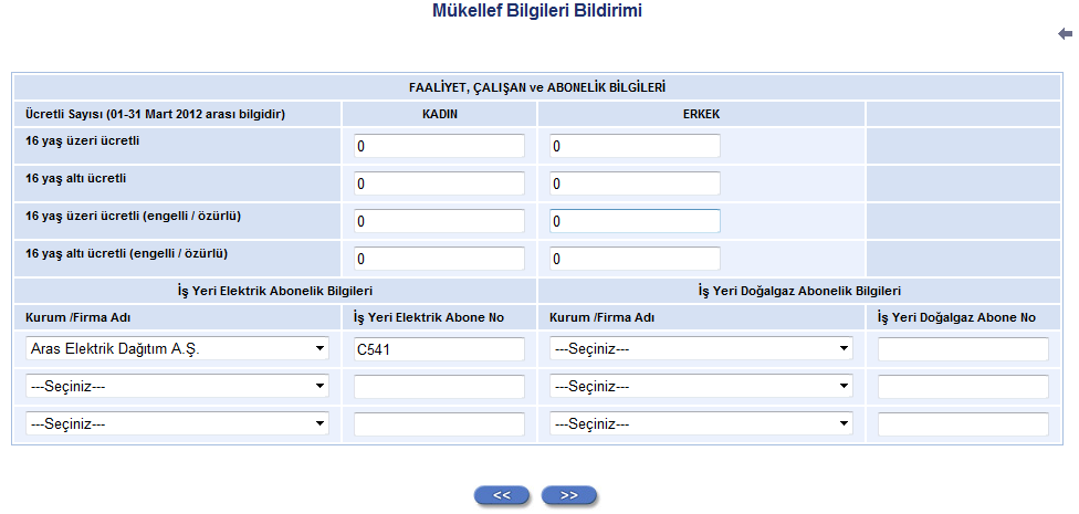 5 - Mükellefin SGK iş yeri sicil numarası yoksa Yok radio butonu işaretlenir ve sonraki alana geçilir.