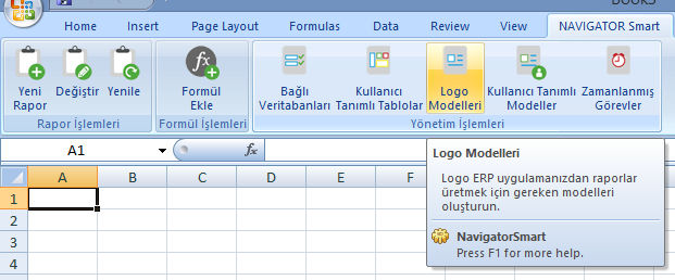 Logo Modelleri Menüsü Bağlı veritabanları menüsünden eklenen veritabanının kullananılabilmesi için entegrasyonun yapılacağı menüdür.