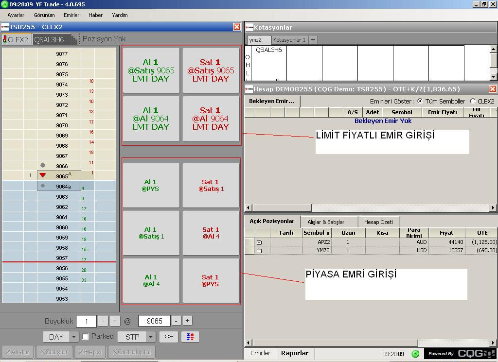 Emir Girişi- ORDER TICKET Kullanarak Order Ticket ekranında emir girmek için ekranın üst tarafında bulunan LMT