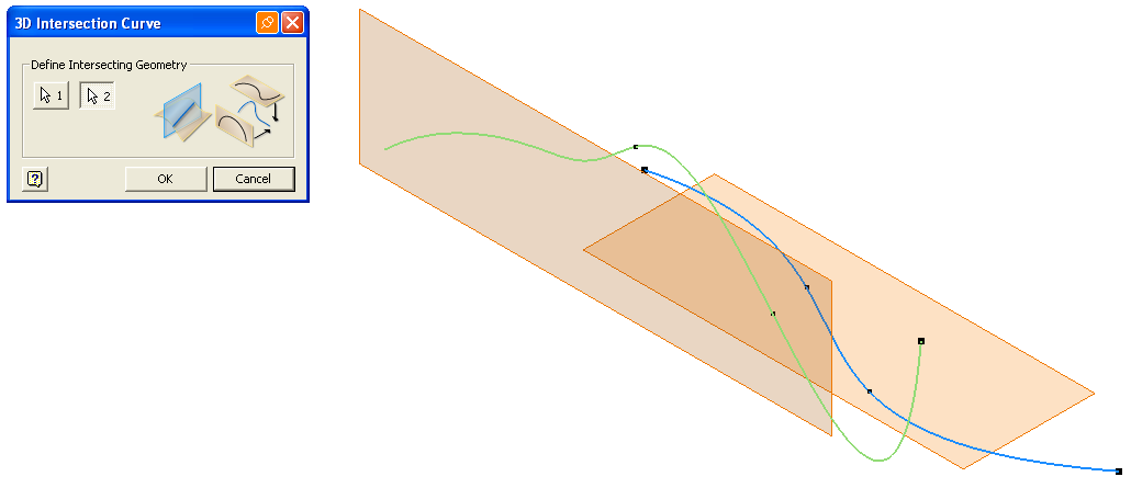 3D Intersection Curve Komutunu çalıştırılması ile 3D Intersection Curve diyalog kutusu açılır.
