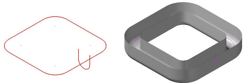 ġekil 1.8: Açık profil Swept surfaces örneği 1.1.5. Net Surfaces (Ağ Yüzeyler OluĢturma) Ġki boyutlu çizimlerden yüzeyler elde etmek için kullanılır.