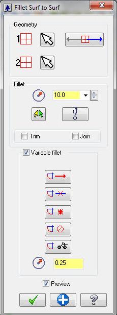 1.1.9. Fillet Surfaces (KöĢe Yuvarlatma) 1.1.9.1. Fillet Surfaces To Surfaces (Yüzeyden Yüzeye Yuvarlatma) Birbirini kesen iki yüzey arasında yuvarlatma iģlemi yapmak için kullanılır.