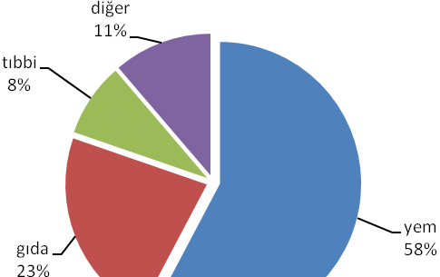 Tablo 1: Bitkilerin Kullanım amaçlarına göre tasnifi Gıda Hayvan Yemi Tıbbi Diğer 16 41 6 8 Şekil 6: Bitkilerin kullanım amaçlarına göre dağılım grafiği Bölgede içecek olarak sıkça kullanılan