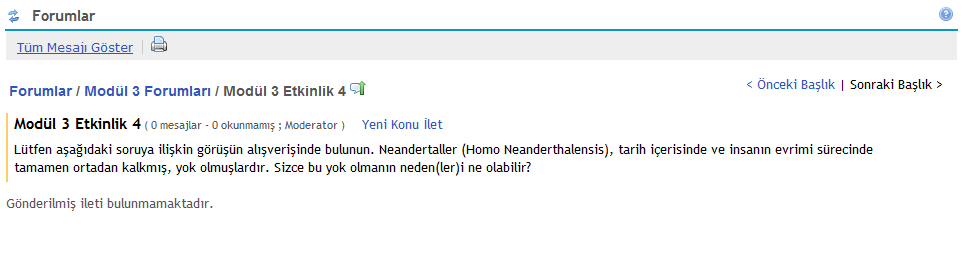 Mevcut konulardaki katılımcıların iletilerini görebilir, kendiniz ileti olușturabilir ya da olanlara cevap yazabilirsiniz. Öğr.