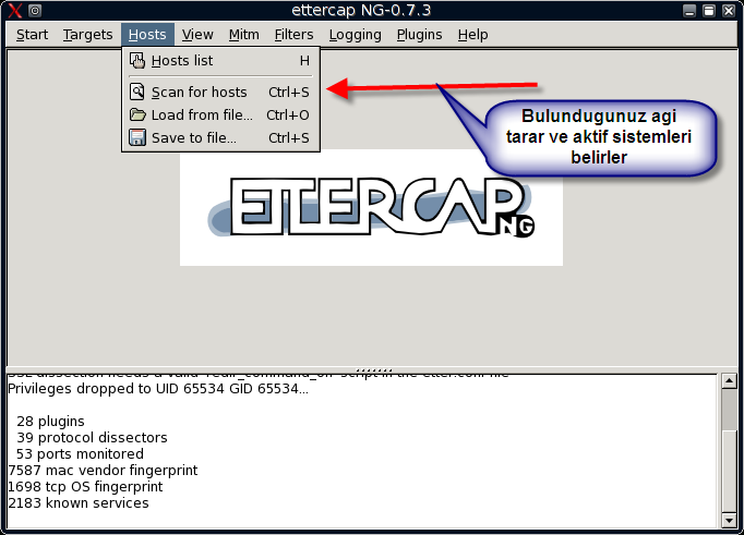 Ettercap Kullanımı İlk işlem hangi tür sniffing yapılacağının