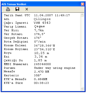 Seyir defteri dosyasının bilgisayardaki adresi C:\SeaClear\SeyirDefteri.TXT dir. Bu dosya doğrudan tıklanarak ya da herhangi bir kelime işlemci yazılımı ile açılabilir.