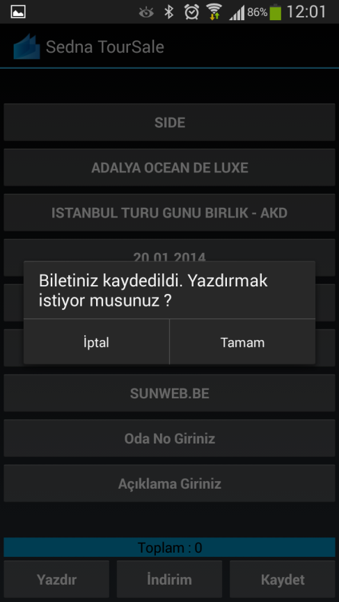 Kaydet kısmını seçtiğinizde Nakit ve Kredi Kartı olmak üzere iki ödeme seçeneği geliyor. Ödeme şeklini seçtiğinizde biletiniz kaydediliyor.