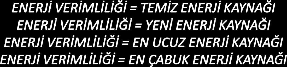 ENERJİ VERİMLİLİĞİNDE FIRSATLAR Enerji ithalatına ödenen paranın % 10 u ile ( yaklaşık 5 Milyar $) sanayide ve binalarda yapılacak iyileştirmeler ile birkaç yıl içinde; Her yıl en az 10-15 milyar