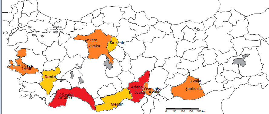 2009 2010 sandfly 2011 2012 2013 Hantavirusun aksine Karadenizden vaka görülmüyor.