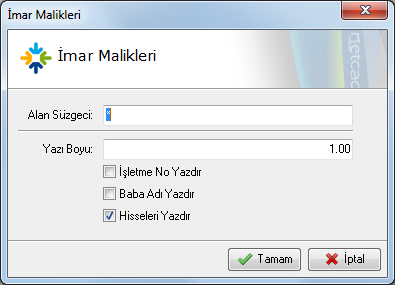 Netmap 6 Imar Imar Maliklerini Yazdır İmar Maliklerini Yazdır İmar dağıtım sonrası, imar