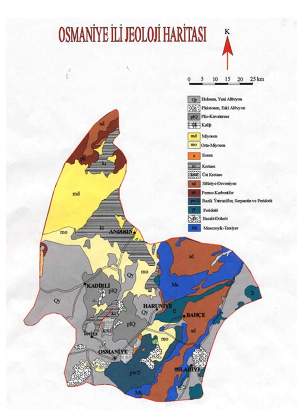 Osmaniye İli Jeoloji Haritası Kaynak: MTA Adana Böl. Müdürlüğü-20