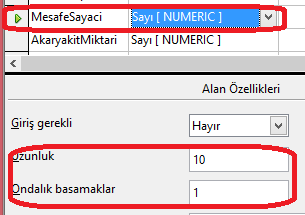 Açılır kutudan Tamsayı değerini seçelim. T harfine tekrar bastığımızda diğer T ile başlayan veri tipleri gelir.