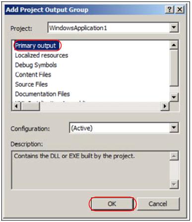 Karşınıza çıkan Select Item in Project penceresinden Application Folder ın içinde bulunan Primary output from