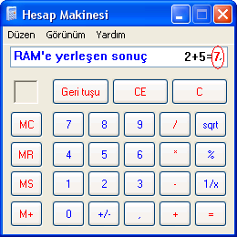 Mikroişlemci tarafından işlenip RAM deki adrese konulan