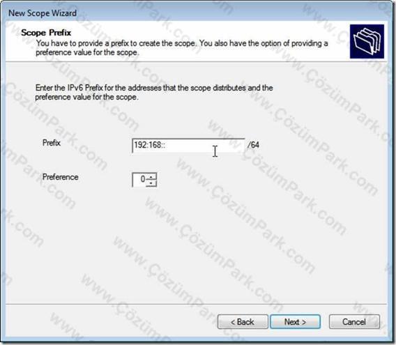 DHCP Kurulumuna consoldan IPv6