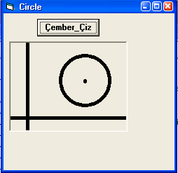 Merkezi (7, 6) ve yarıçapı 3 olan çember çizen program Private Sub cmddraw_click() picture1.cls picture1.