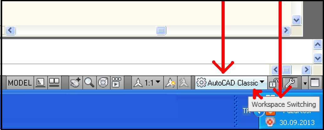 AutoCad 2010 ekran geçişleri Workspace-Switching dialog kutusu kullanılarak