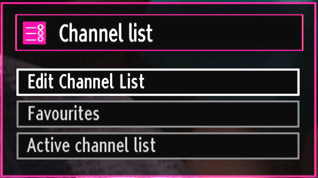 Select the Channel List item by using or button. Press OK to view menu contents. Analogue Manual Search Select Edit Channel List to manage all stored channels.