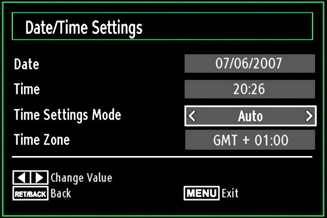Note: If the Country option is set to France, you can use 4725 as the default code. Timers To view Timers menu, press MENU button and select Settings icon by using or button.