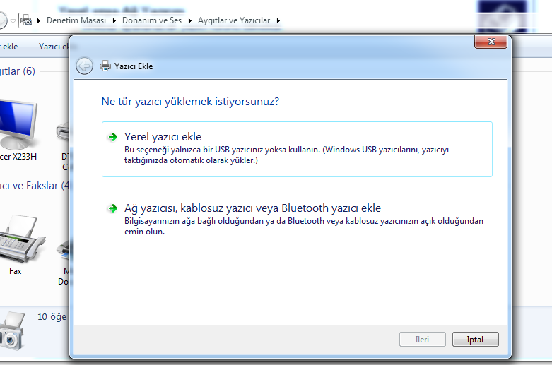 1.1.8. Yazıcıyı Kullanma Şekil 16 Yazıcı kurulumu Bilgisayarın çıktı araçlarından biri yazıcıdır. Çıktı alabilmek için bilgisayarınızda en az bir adet yazıcının kurulu olması gerekir.