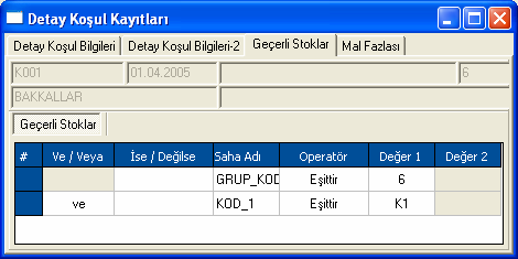 sahaya ihtiyaç duyuluyorsa Koşul Sabit Kayıtlarında Çoklu Seçim işaretlenerek Geçerli Stokalar sayfasında birden fazla saha için kısıt verilebilir.