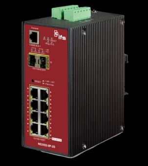 Endüstriyel Switchler NS3550-2T-8S 8-port Gigabit Ethernet Full PoE+ Switch GE-DSH-82 8-port Fast Ethernet Switch Özellikler 8 port 10/100/1000 2 port SFP PoE+ -40 75 C Yedekli Güç Kaynağı Özellikler