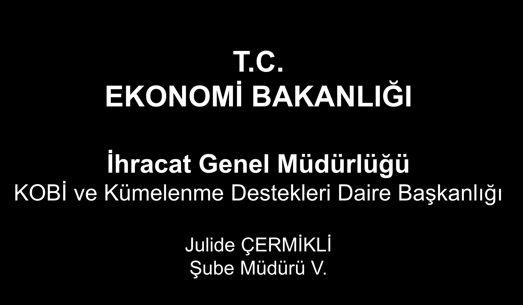 T.C. EKONOMİ BAKANLIĞI İhracat Genel Müdürlüğü KOBİ ve